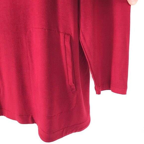 Susan Graver Weekend Cozy Jersey Knit Tunic Women's Plus 1X Petite Red Pockets - Picture 2 of 12